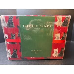 Jeffrey Banks Home Queen Microfiber Sheet Set Scottie Westie Dog 4 Piece